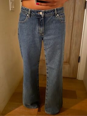 Abrand Wide-Leg Jeans in Blue Denim
